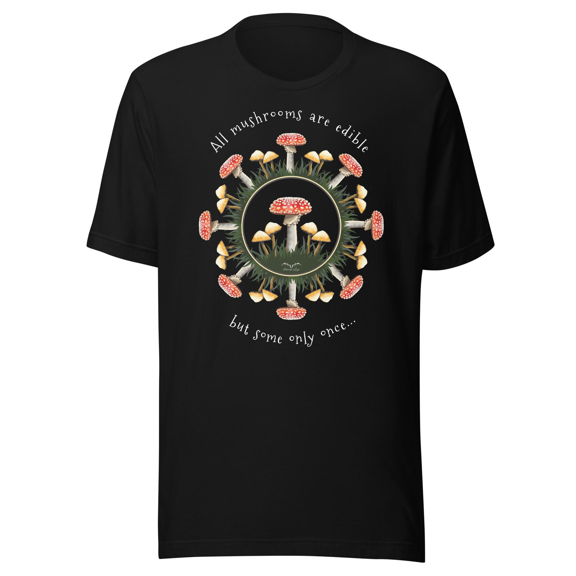 funny edible mushrooms t-shirt black by stormseye design