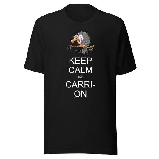 keep calm and carrion vulture t-shirt black by stormseye design