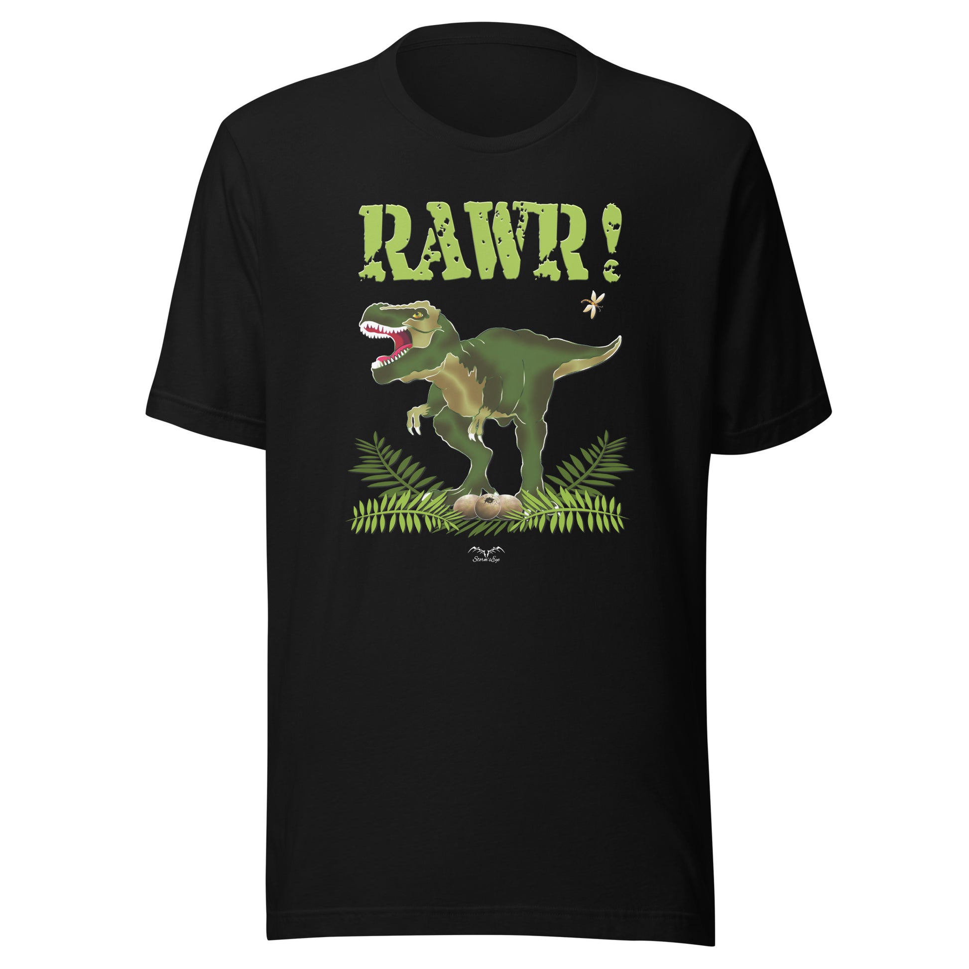 t rex dinosaur t-shirt black by stormseye design