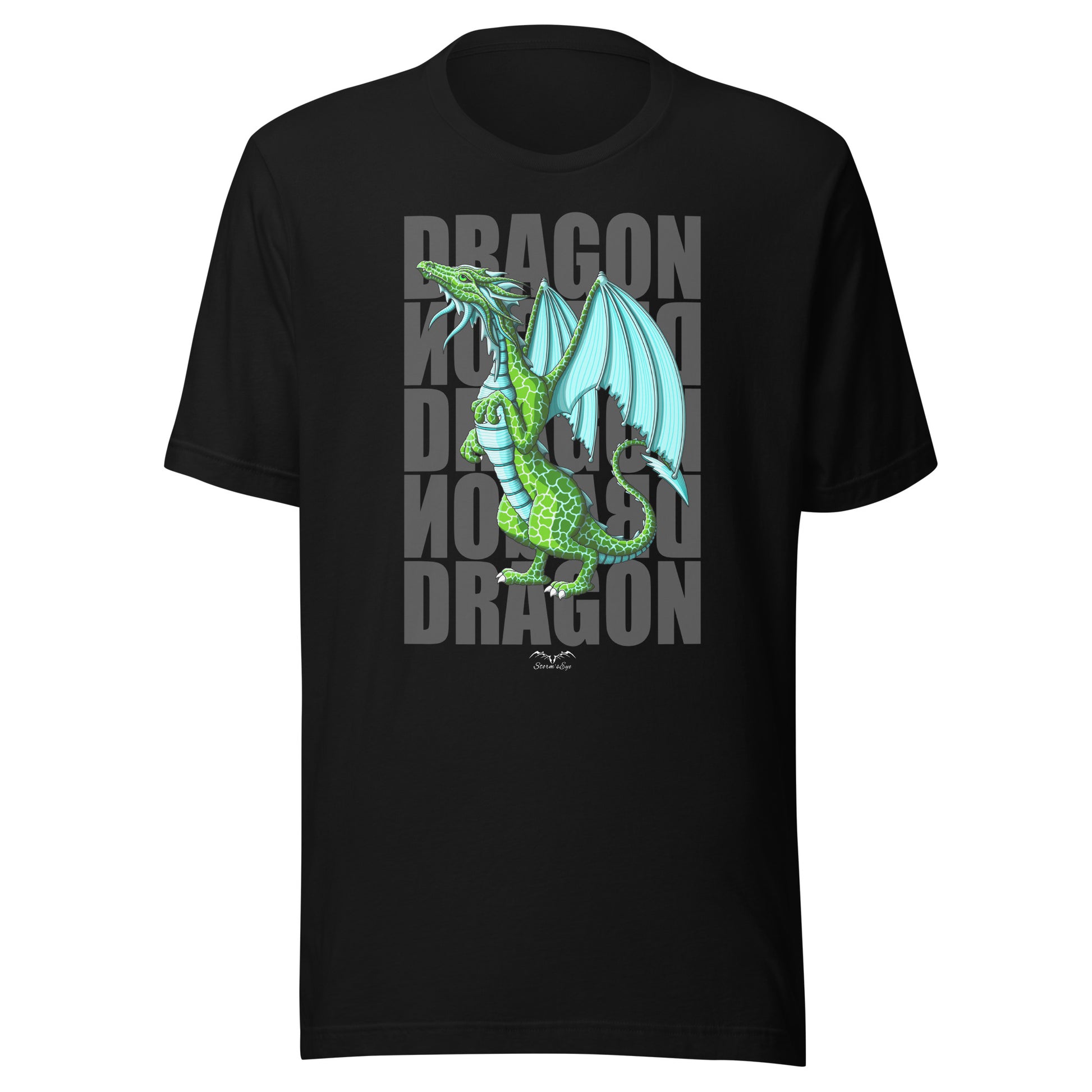 green dragon fantasy t-shirt, black, by stormseye design