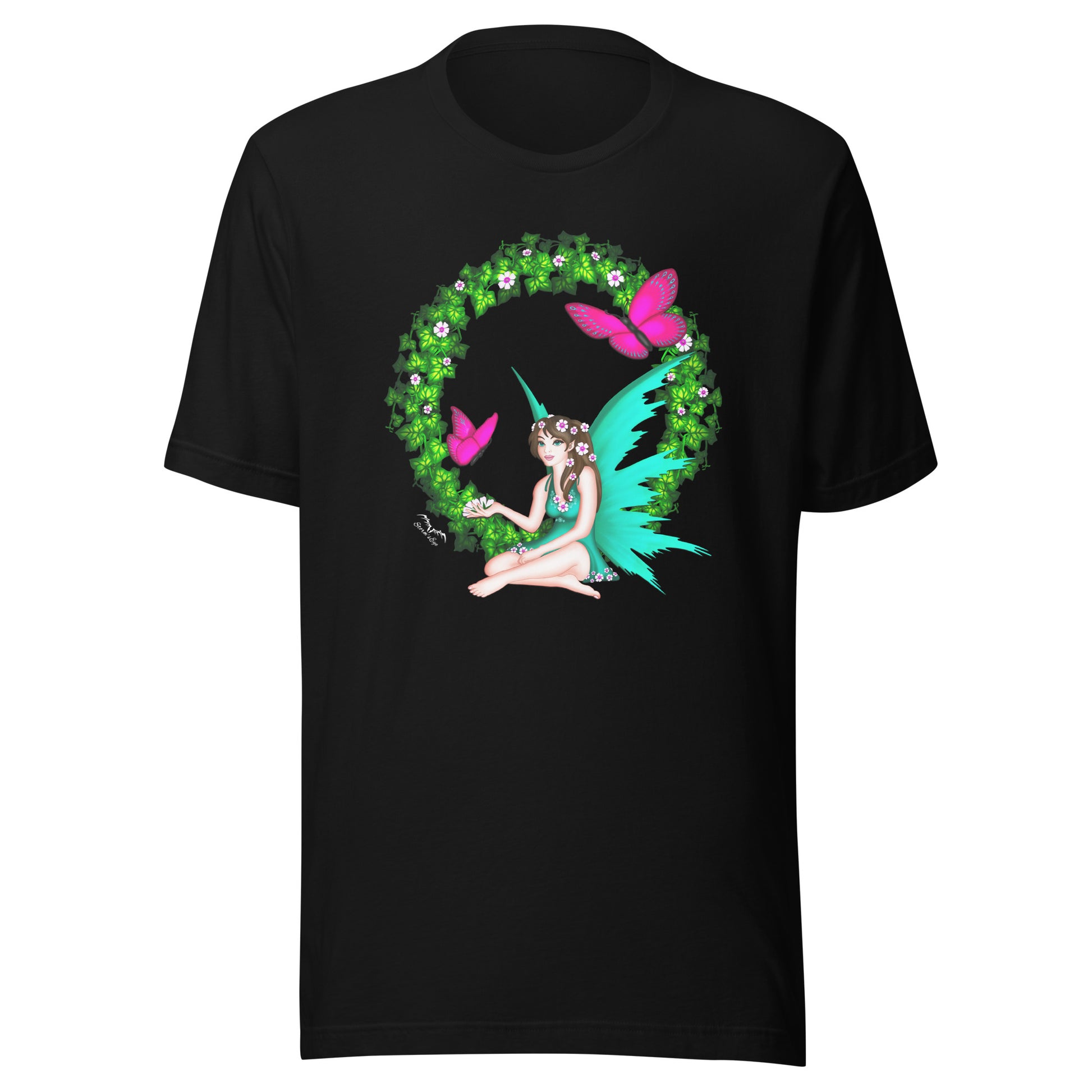 butterfly fairy t-shirt black, by stormseye design