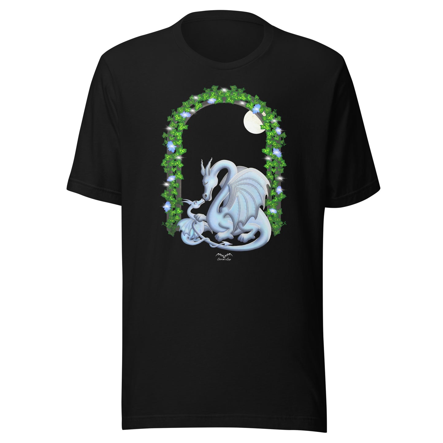 Mum and baby dragon T-shirt, black, by Stormseye Design