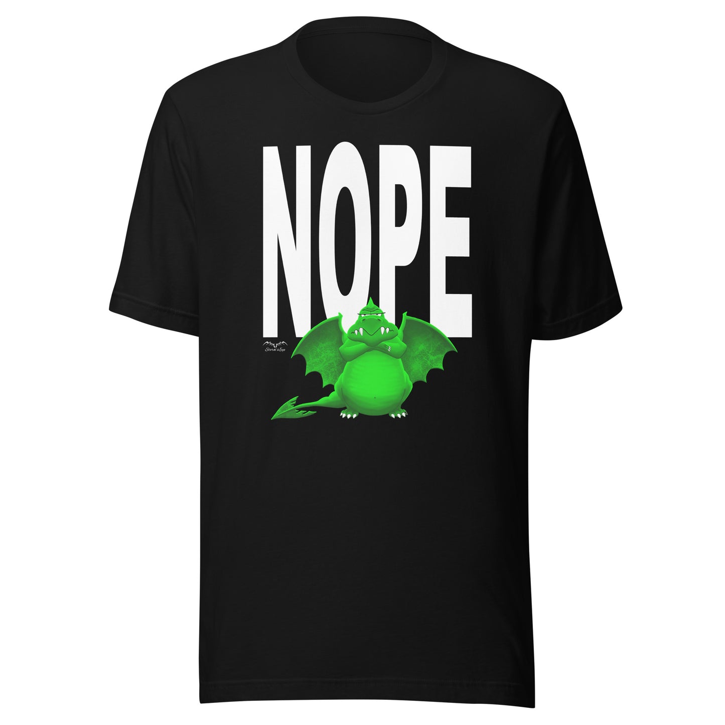 nope dragon bouncer t-shirt, black, by Stormseye Design