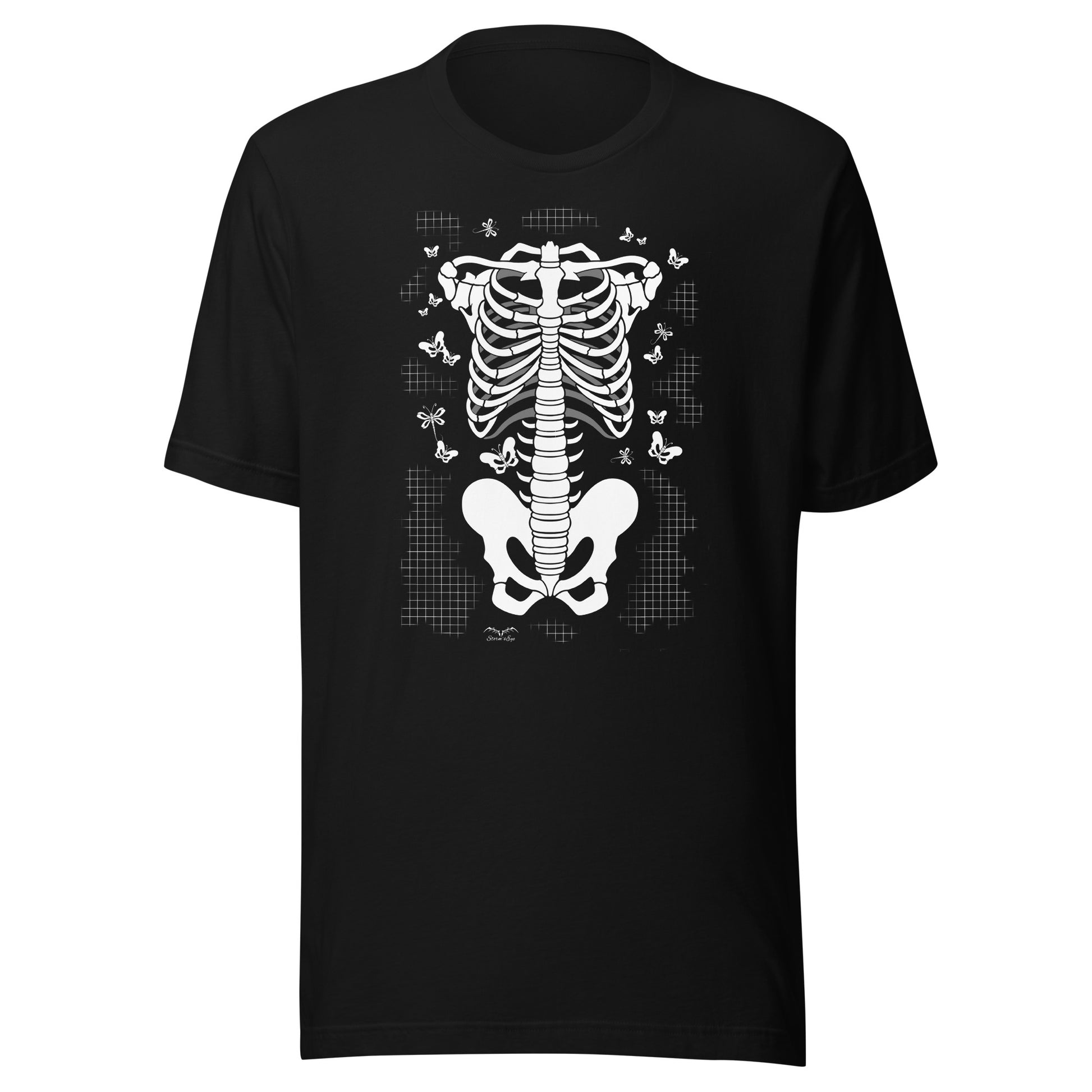 stormseye design skeleton torso gothic T shirt, flat view black