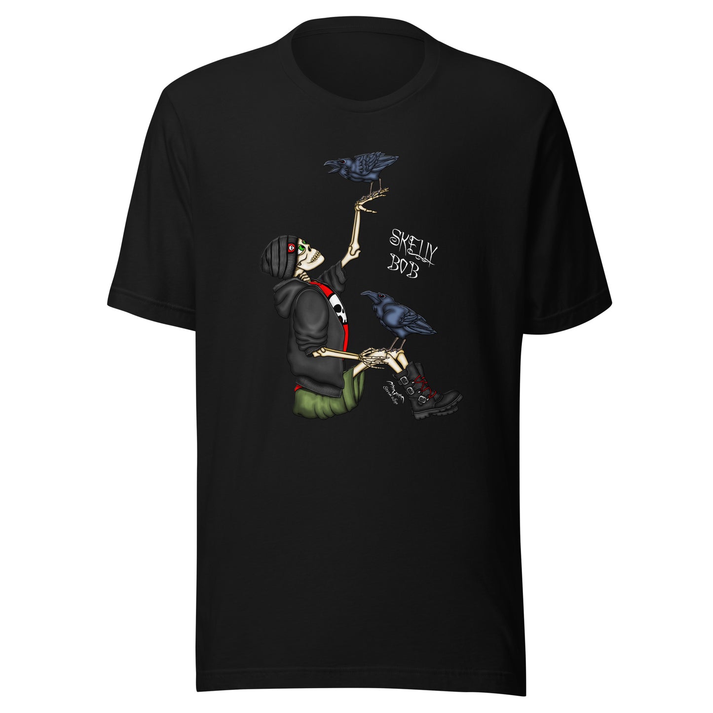 stormseye design rocker skeleton gothic T shirt, flat view black