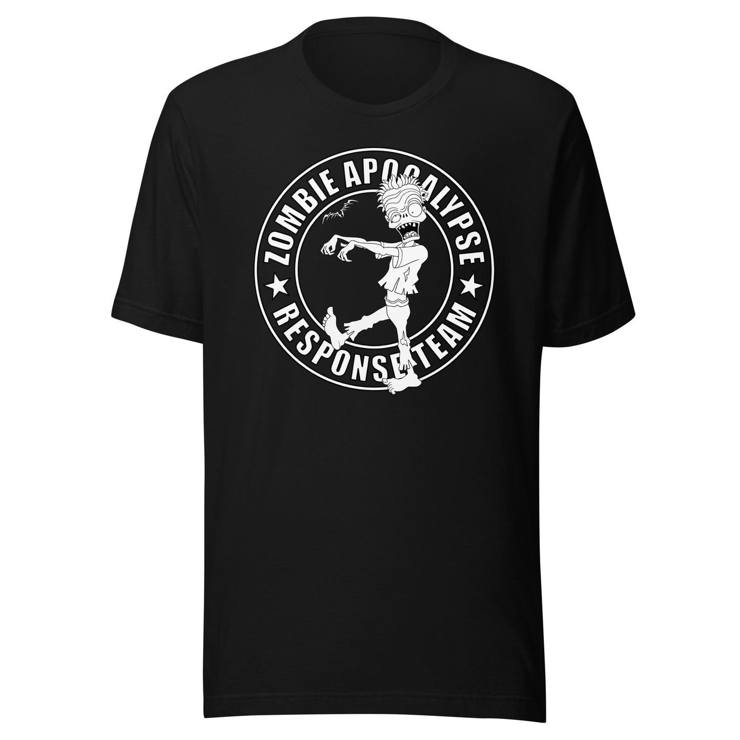 stormseye design zombie apocalypse T shirt, flat view black