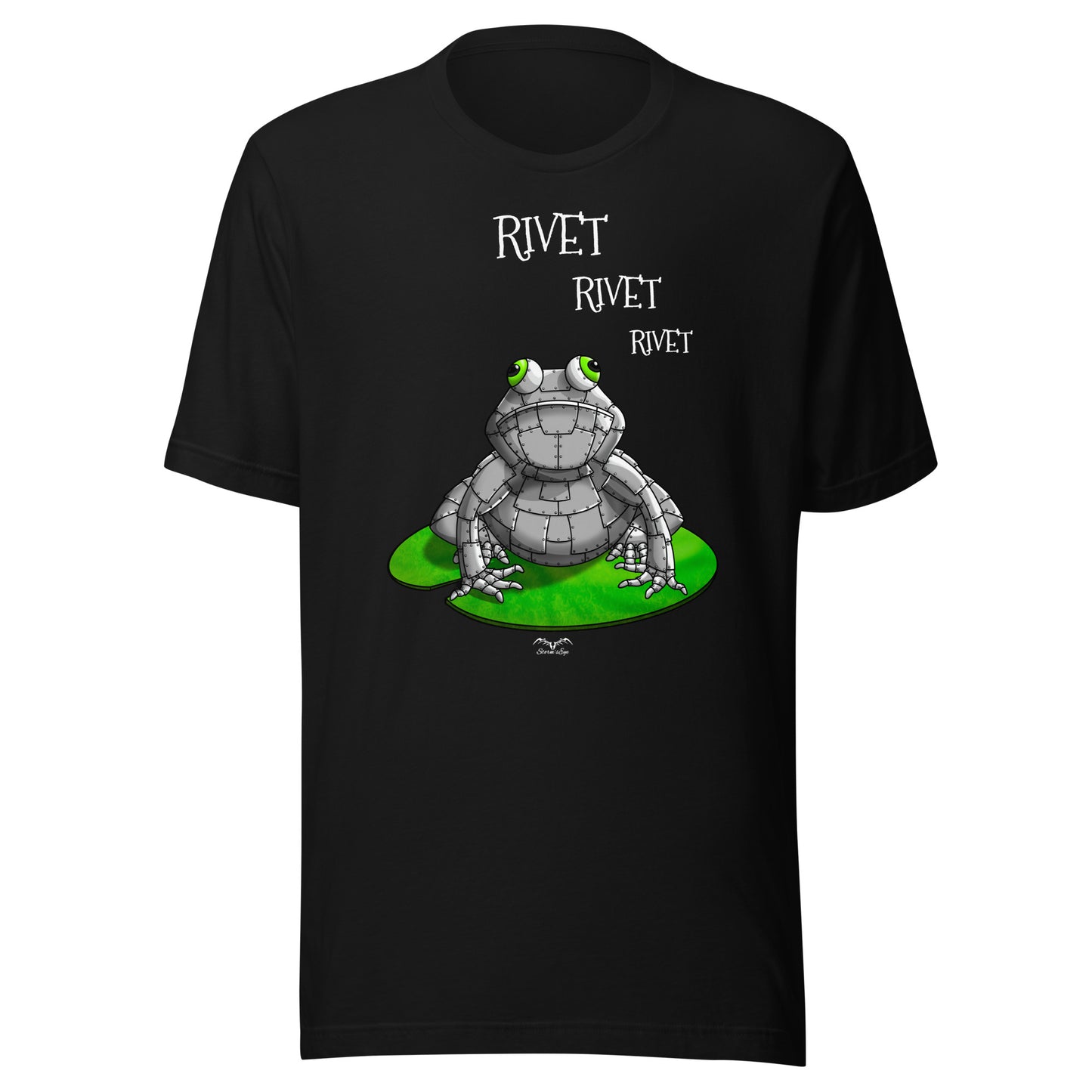 stormseye design metal frog T shirt, flat view black