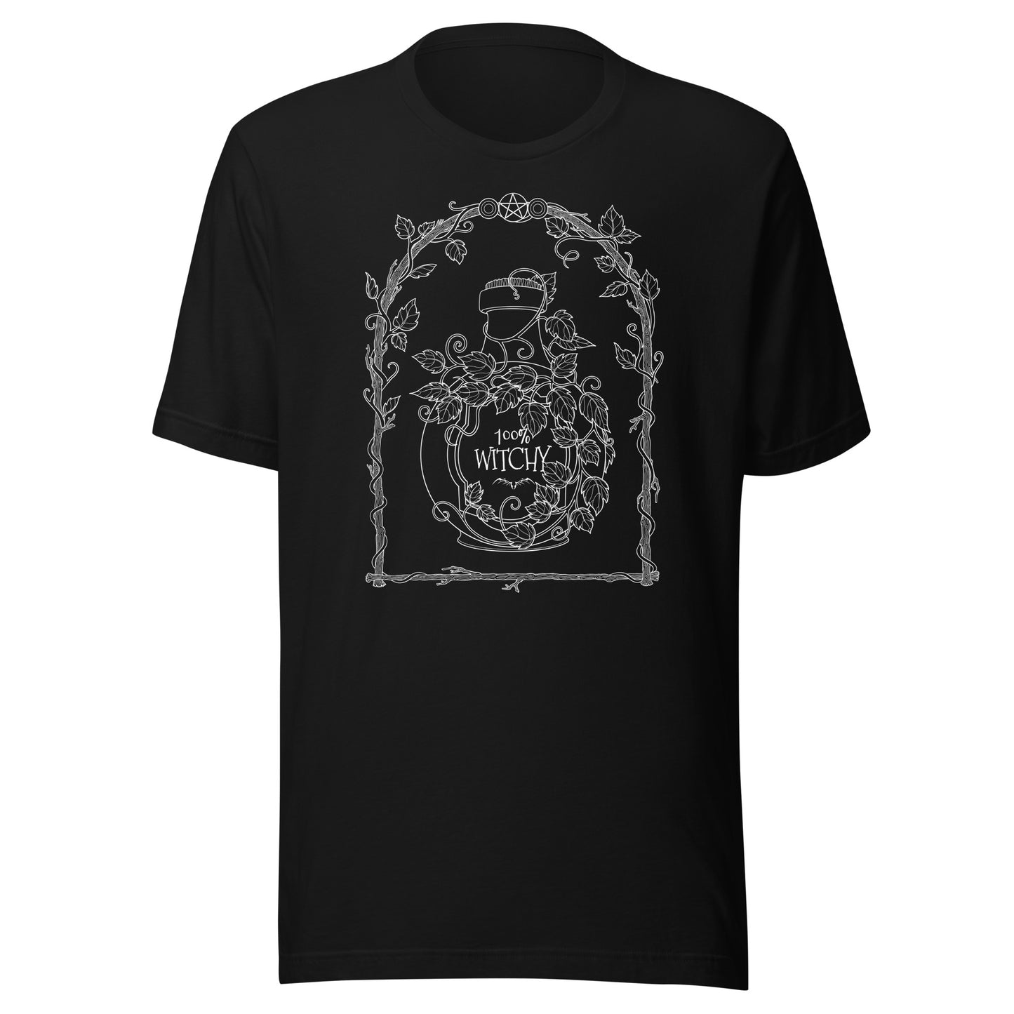 stormseye design 100% witchy witchcraft T shirt, flat view black