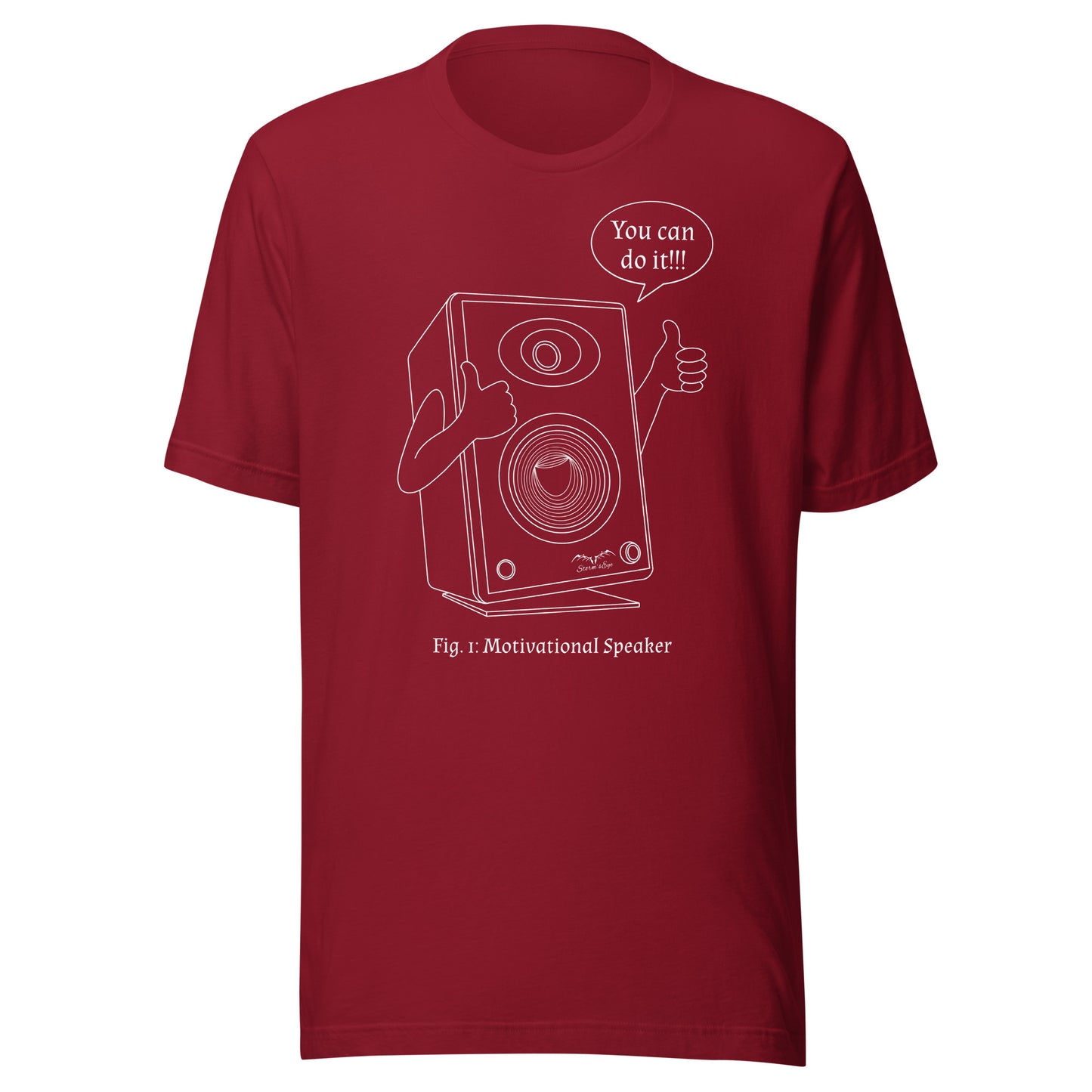funny motivational speaker t-shirt, red, by Stormseye Design