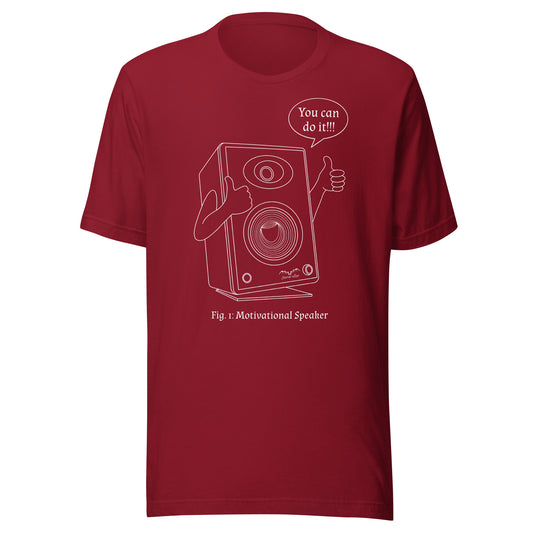 funny motivational speaker t-shirt, red, by Stormseye Design