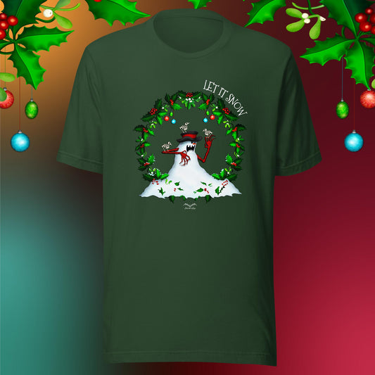 evil snowman christmas t-shirt bottle green by stormseye design