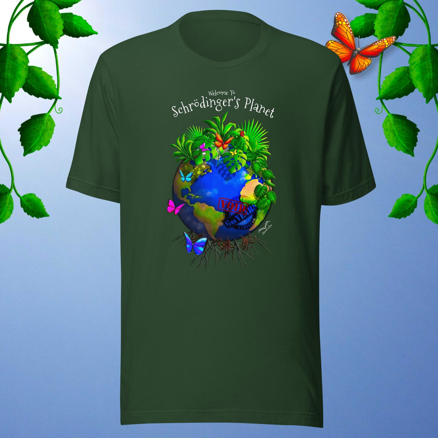 Climate Change Green Planet T-shirt forest green by stormseye design