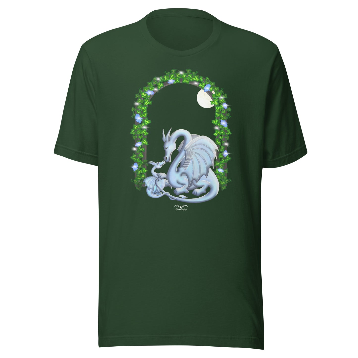 Mum and baby dragon T-shirt, bottle green, by Stormseye Design