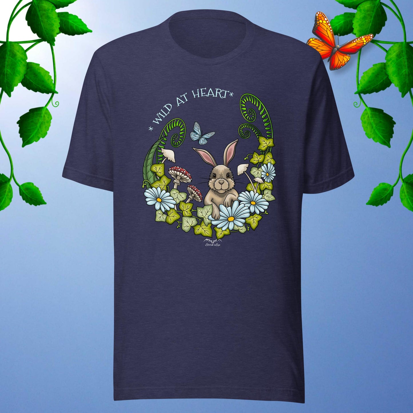 cute rabbit t-shirt navy blue by stormseye design