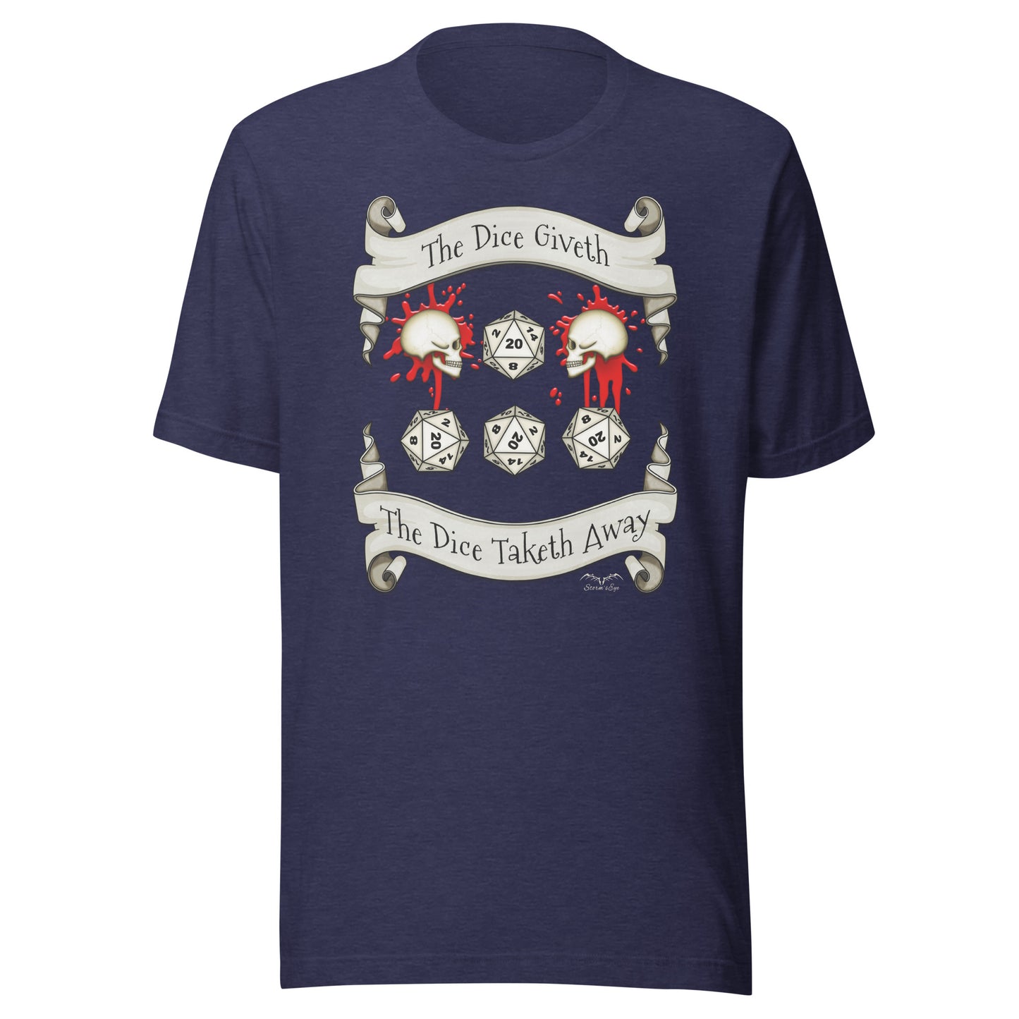 Dungeons and dragons D20 dice roll t-shirt navy blue by stormseye design