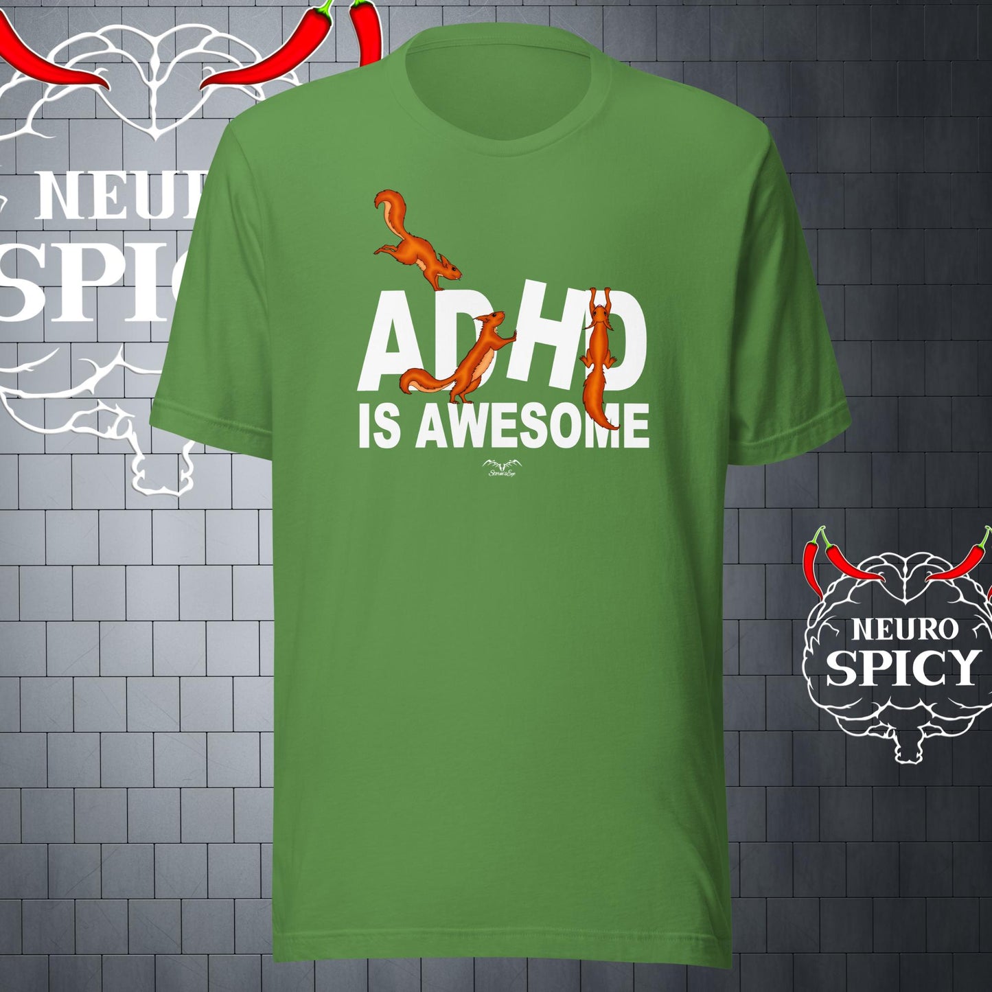funny adhd squirrels t-shirt bright green by stormseye design