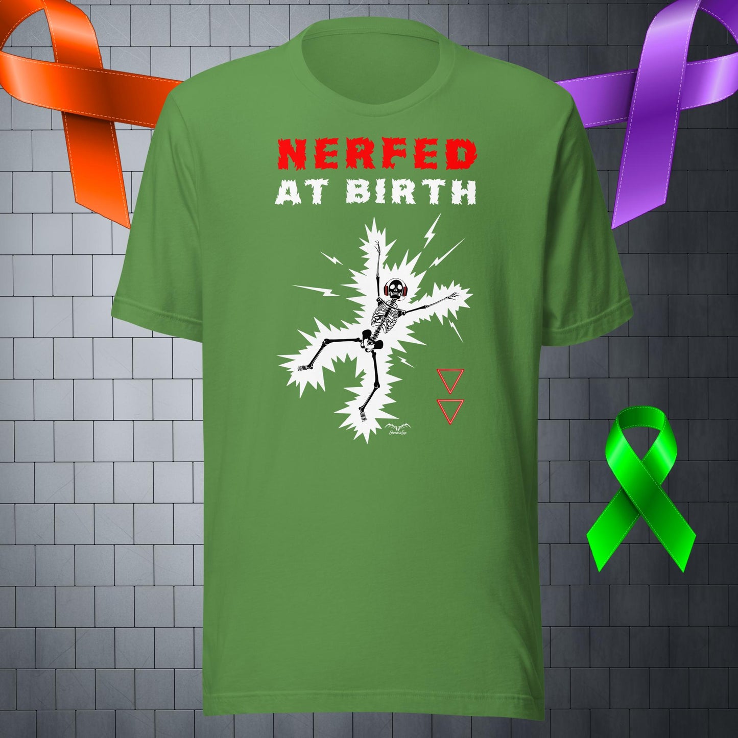 funny nerfed at birth gamer disability t-shirt bright green by stormseye design