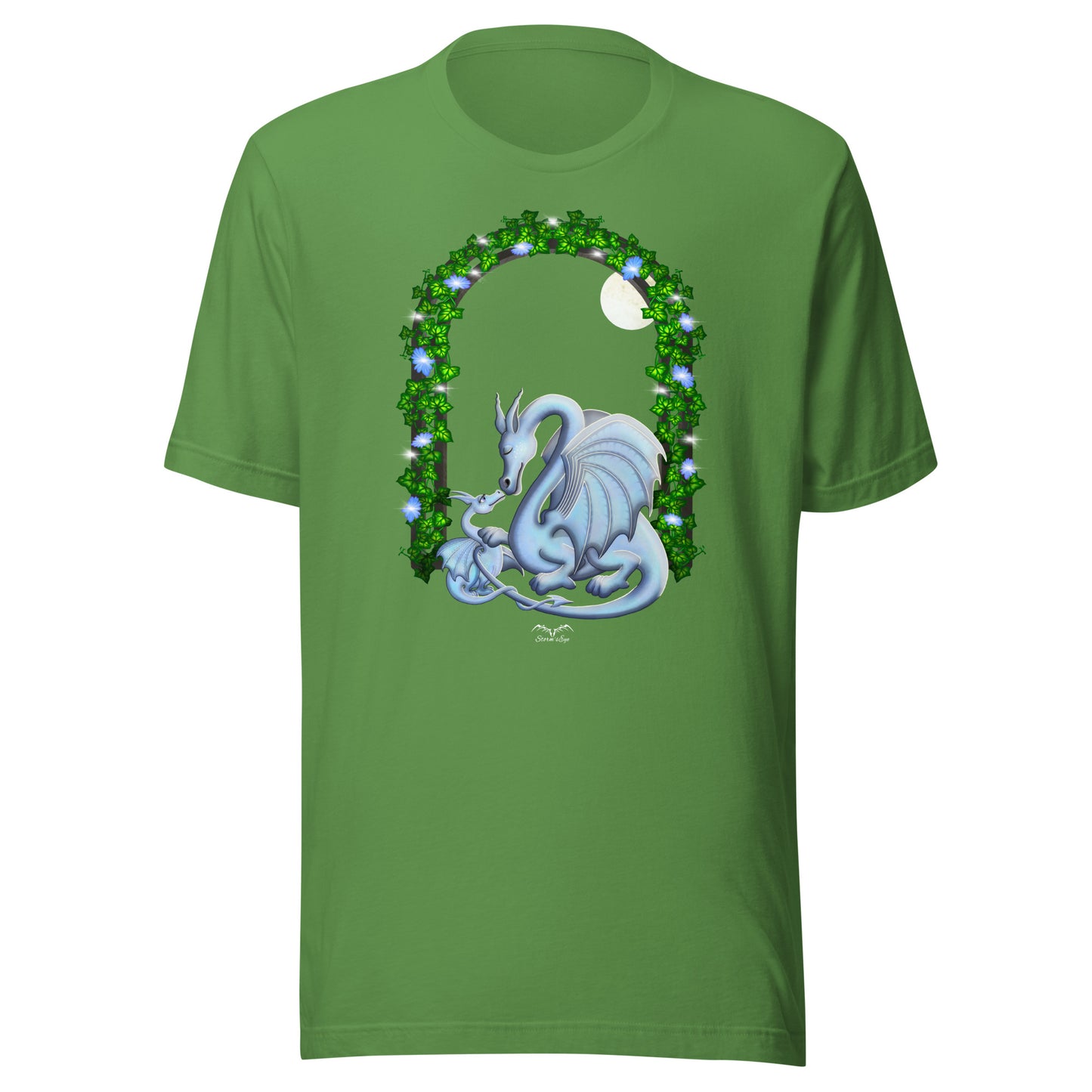 Mum and baby dragon T-shirt, bright green, by Stormseye Design