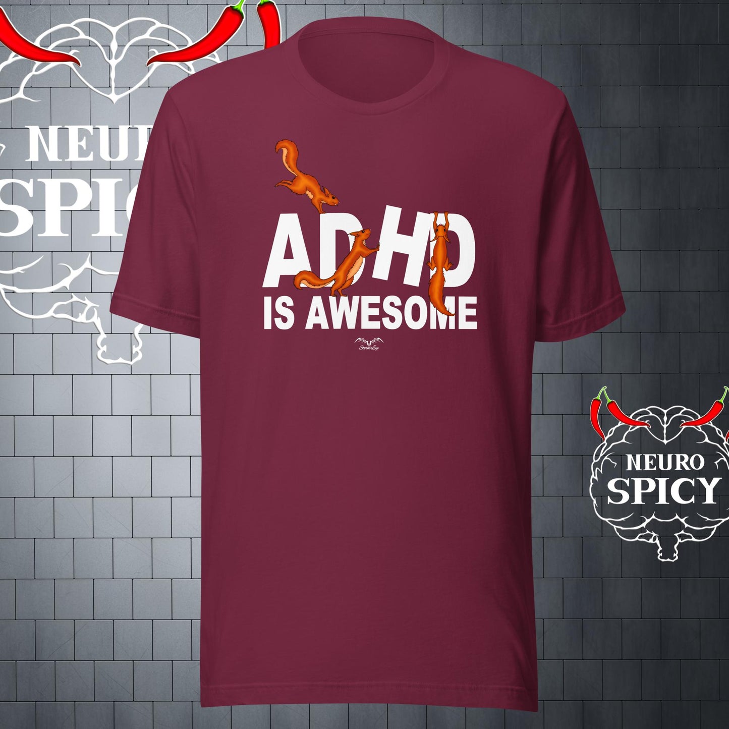 funny adhd squirrels t-shirt wine red by stormseye design