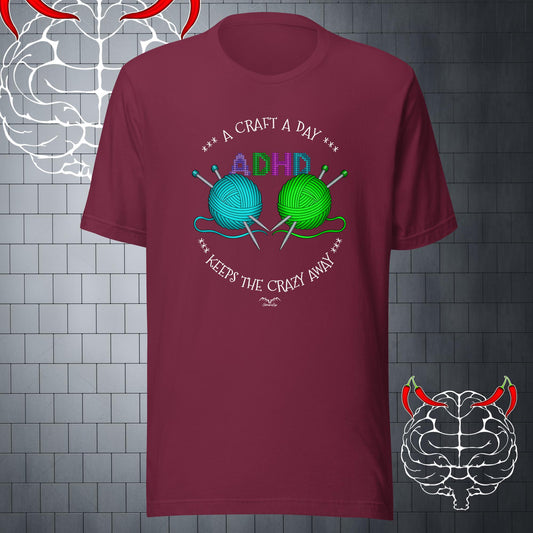 adhd crafting t-shirt wine red by stormseye design