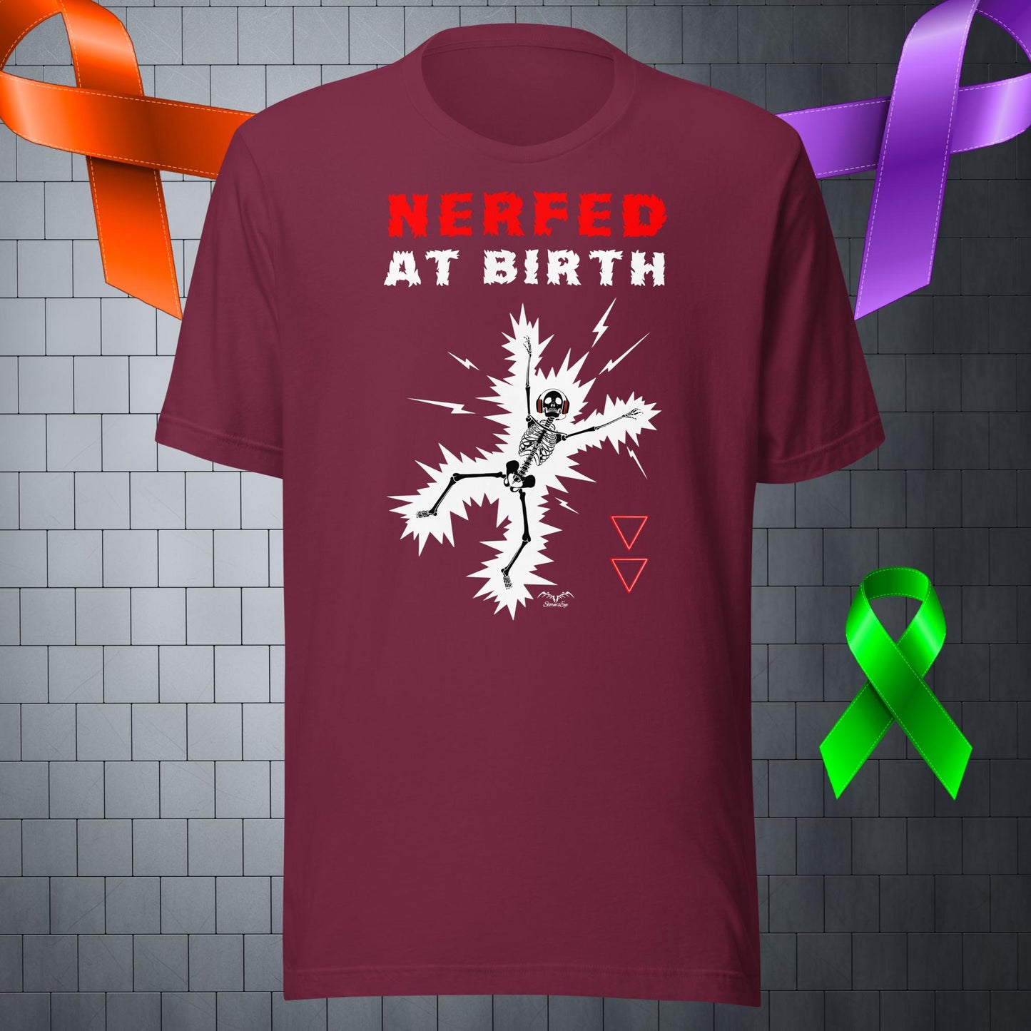 funny nerfed at birth gamer disability t-shirt wine red by stormseye design
