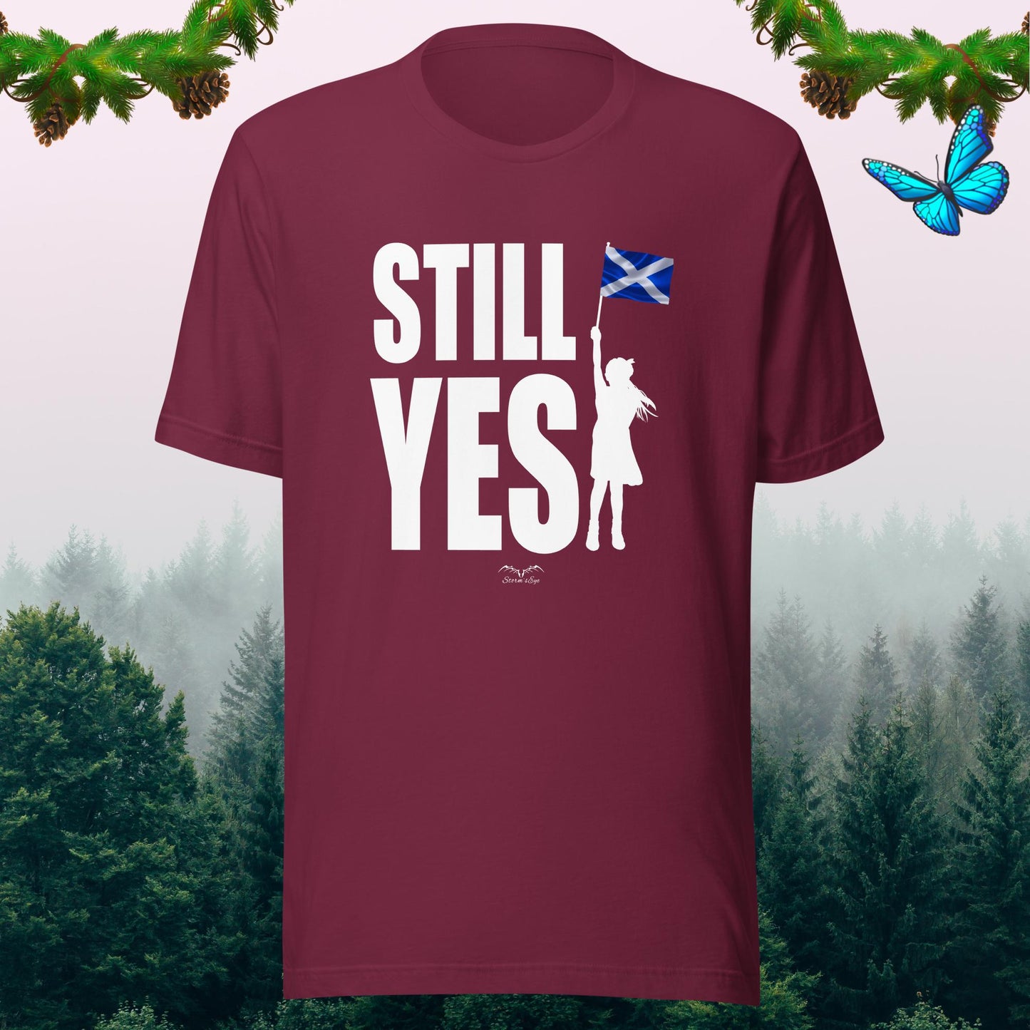 Still Yes Scottish Independence T-shirt wine red by stormseye design