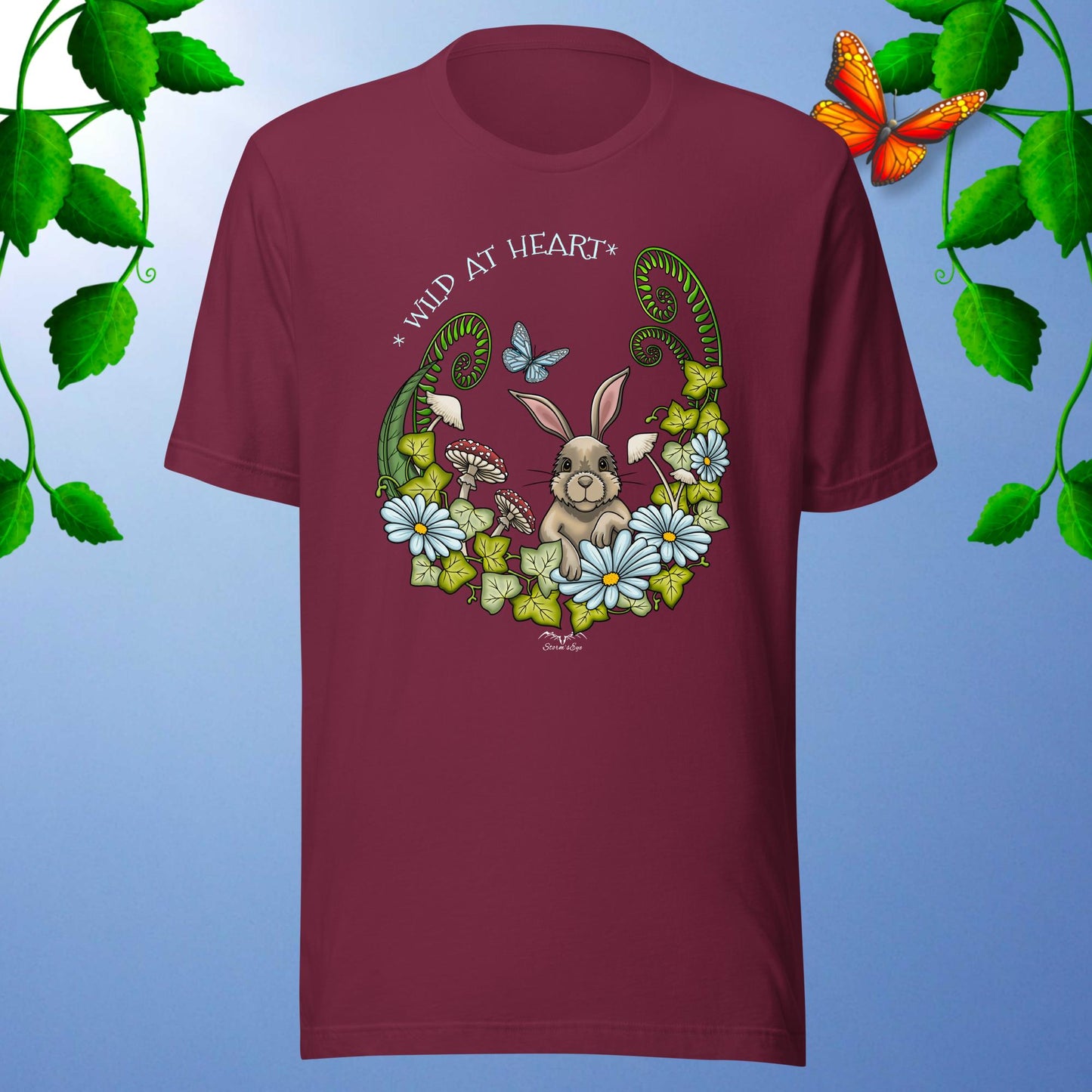 cute rabbit t-shirt wine red by stormseye design