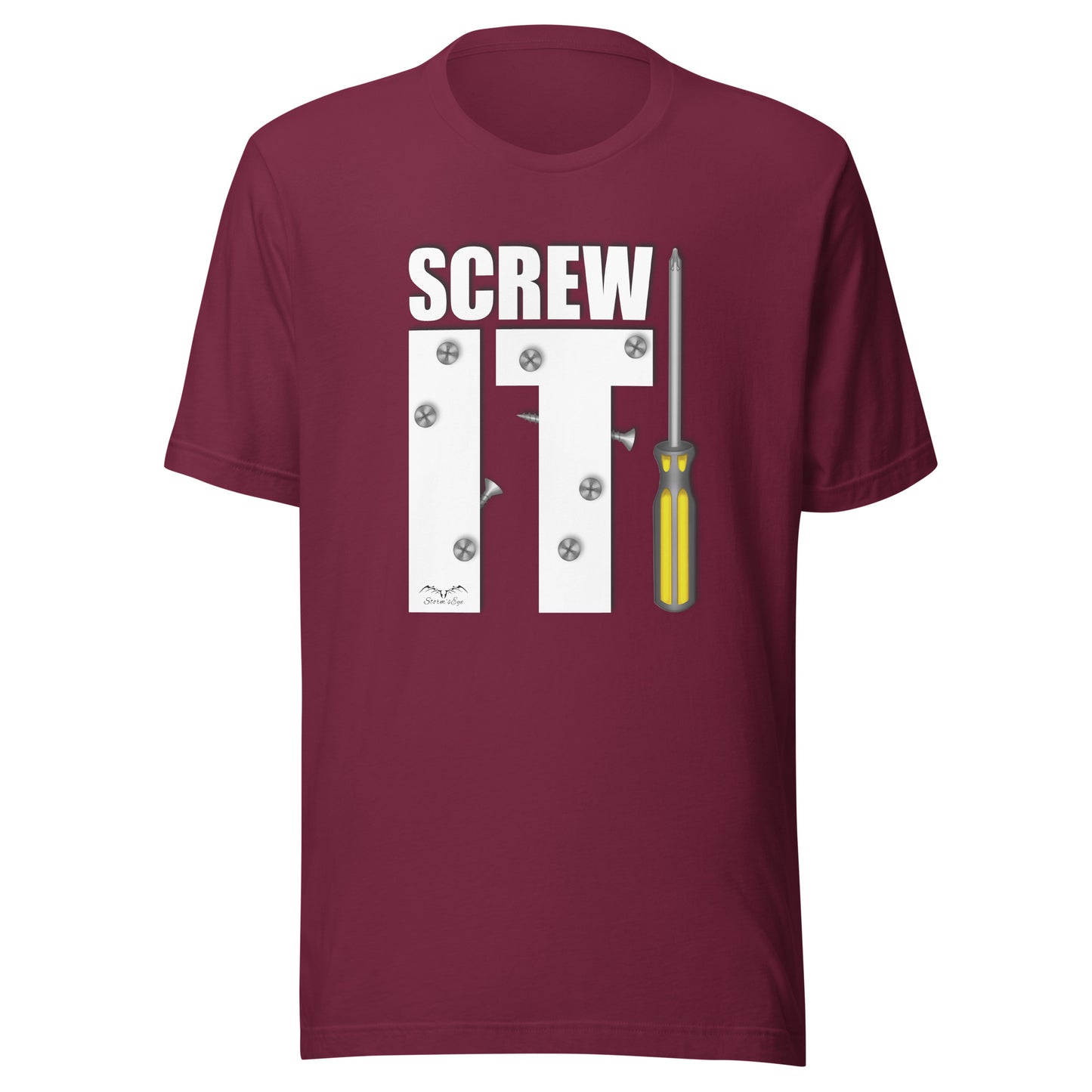 screw it DIY t-shirt wine red, by Stormseye Design