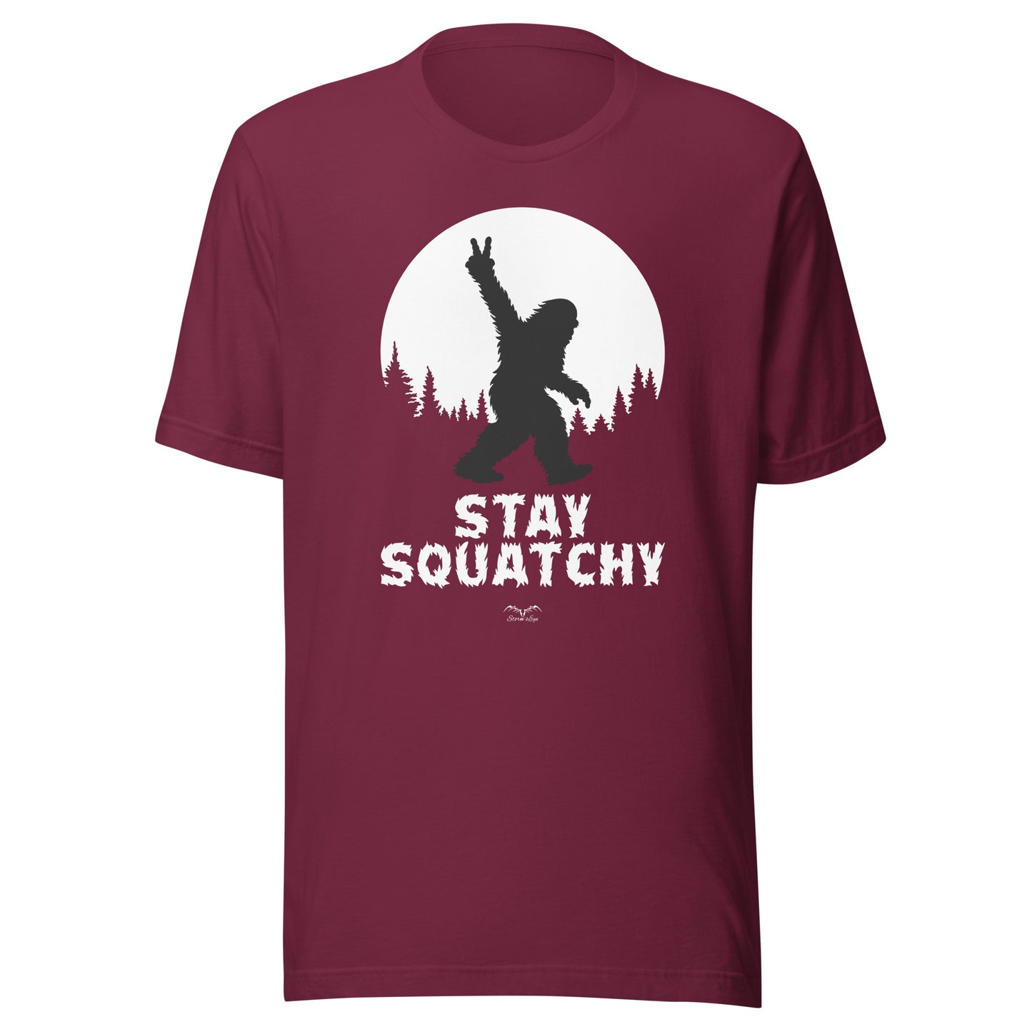 sasquatch bigfoot t-shirt wine red by stormseye design