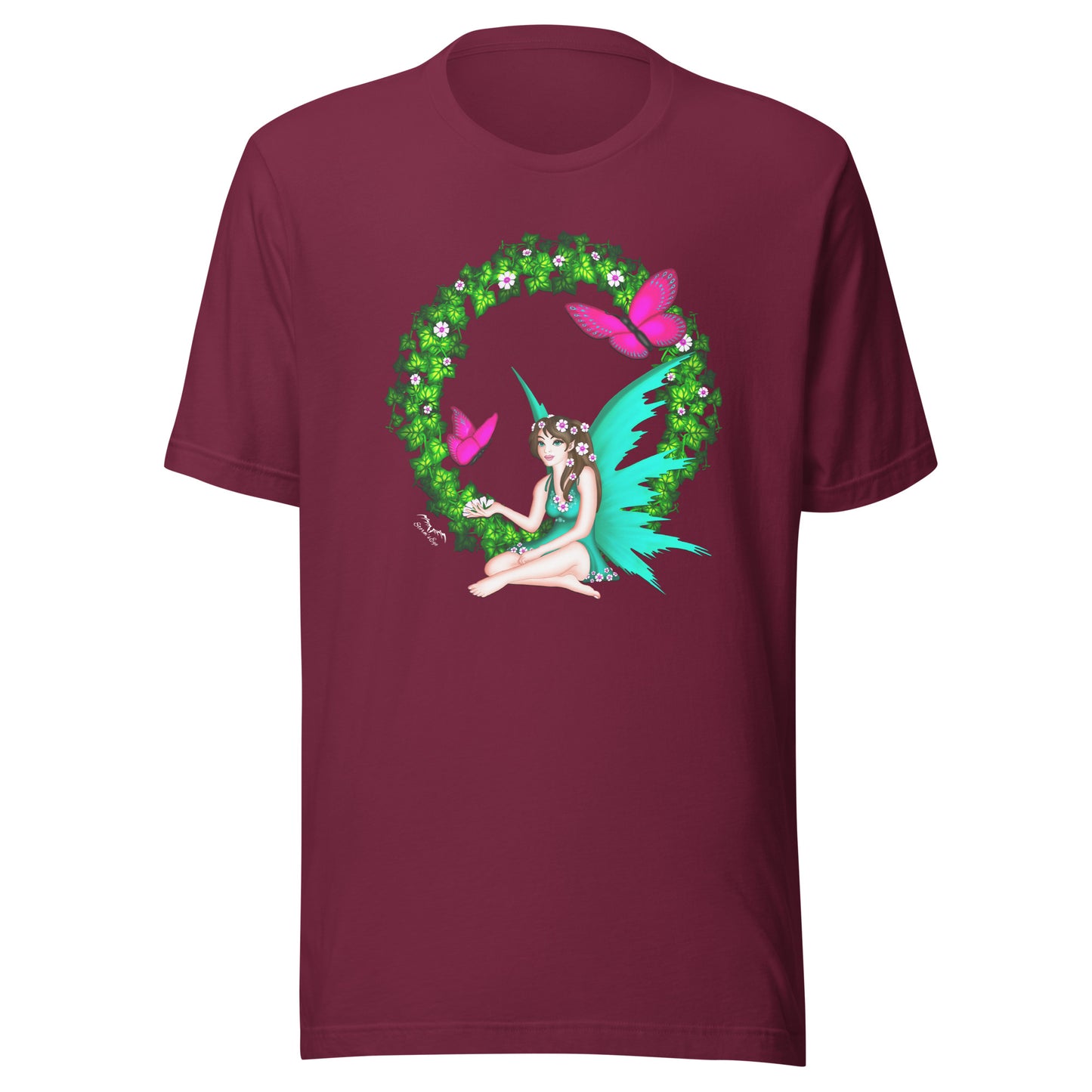 butterfly fairy t-shirt wine red, by stormseye design