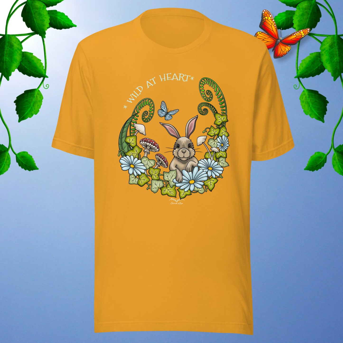 cute rabbit t-shirt yellow by stormseye design