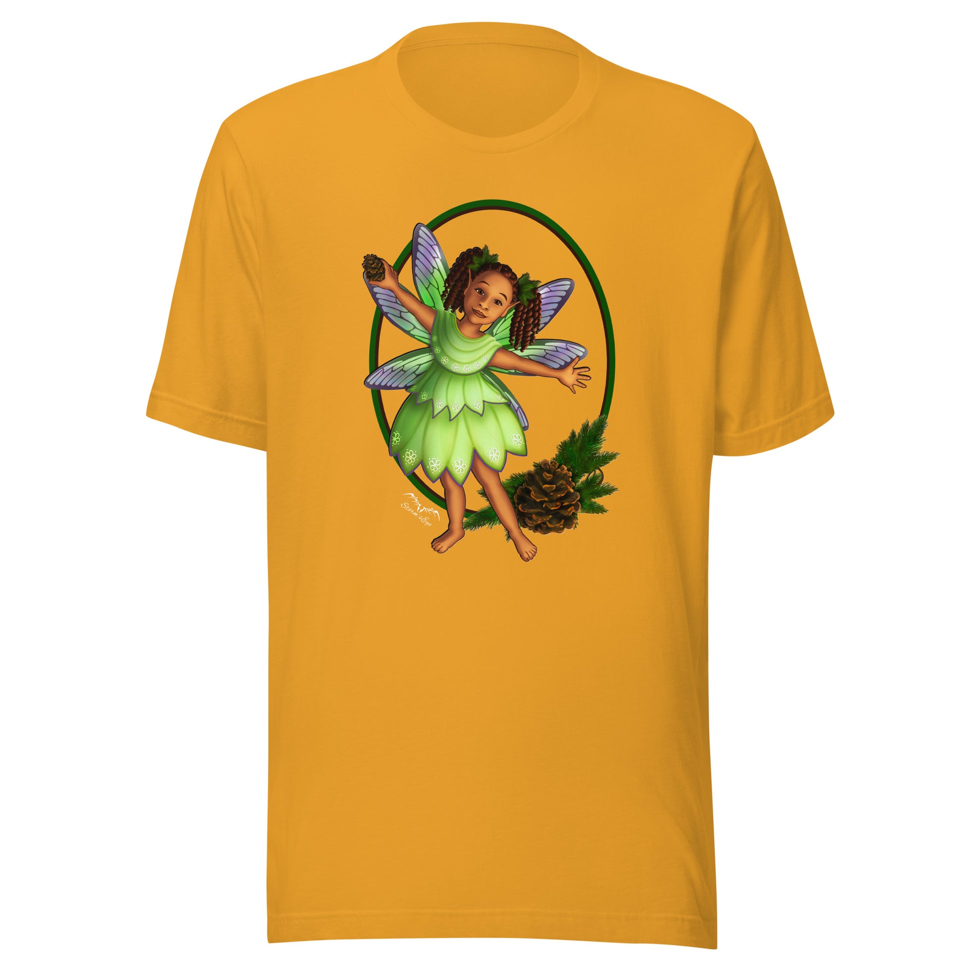 pretty black fairy t-shirt, yellow by stormseye design