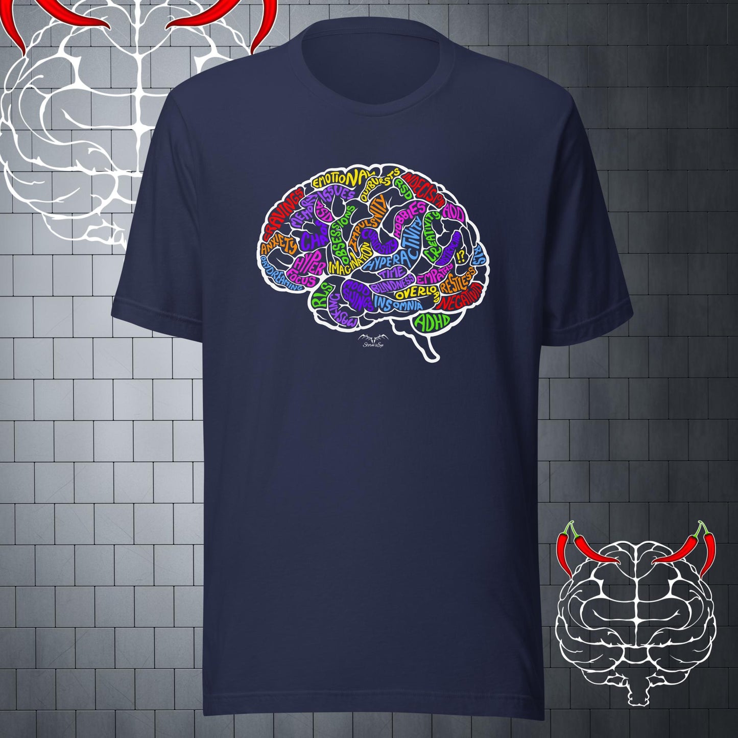 adhd brain symptoms t-shirt navy blue by stormseye design