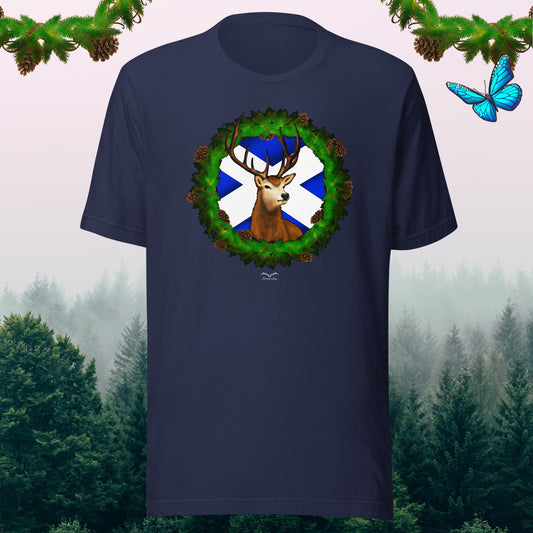 Stag And Saltire Scotland T-shirt navy blue by stormseye design