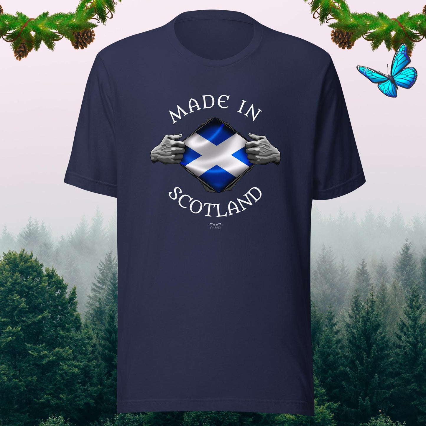 Made In Scotland Patriotic Scottish t-shirt, navy blue, by Stormseye Design