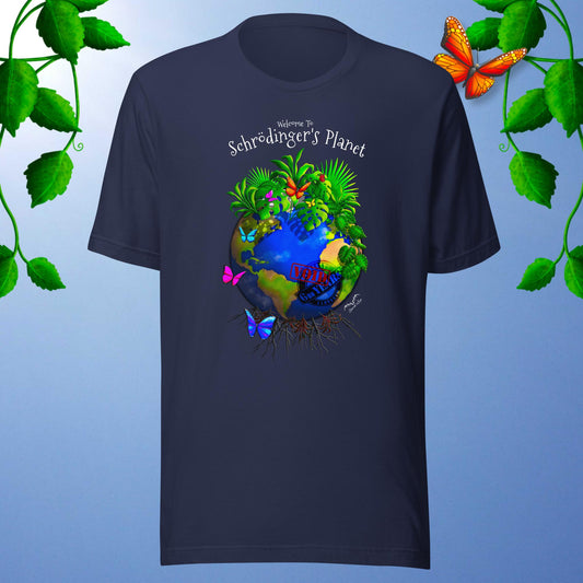 Climate Change Green Planet T-shirt navy blue by stormseye design