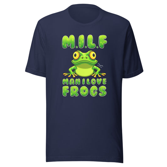 MILF man I love frogs T-shirt navy blue by stormseye design