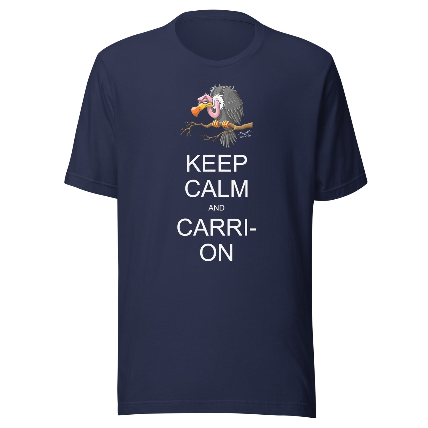 keep calm and carrion vulture t-shirt navy blue by stormseye design