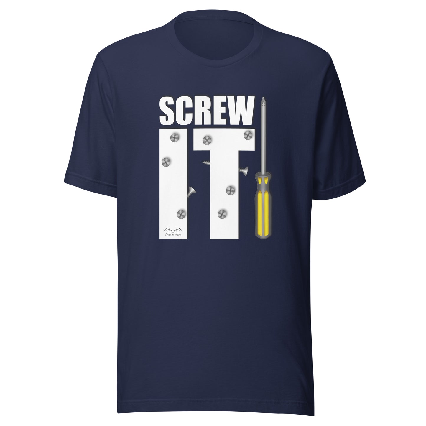 screw it DIY t-shirt navy blue, by Stormseye Design