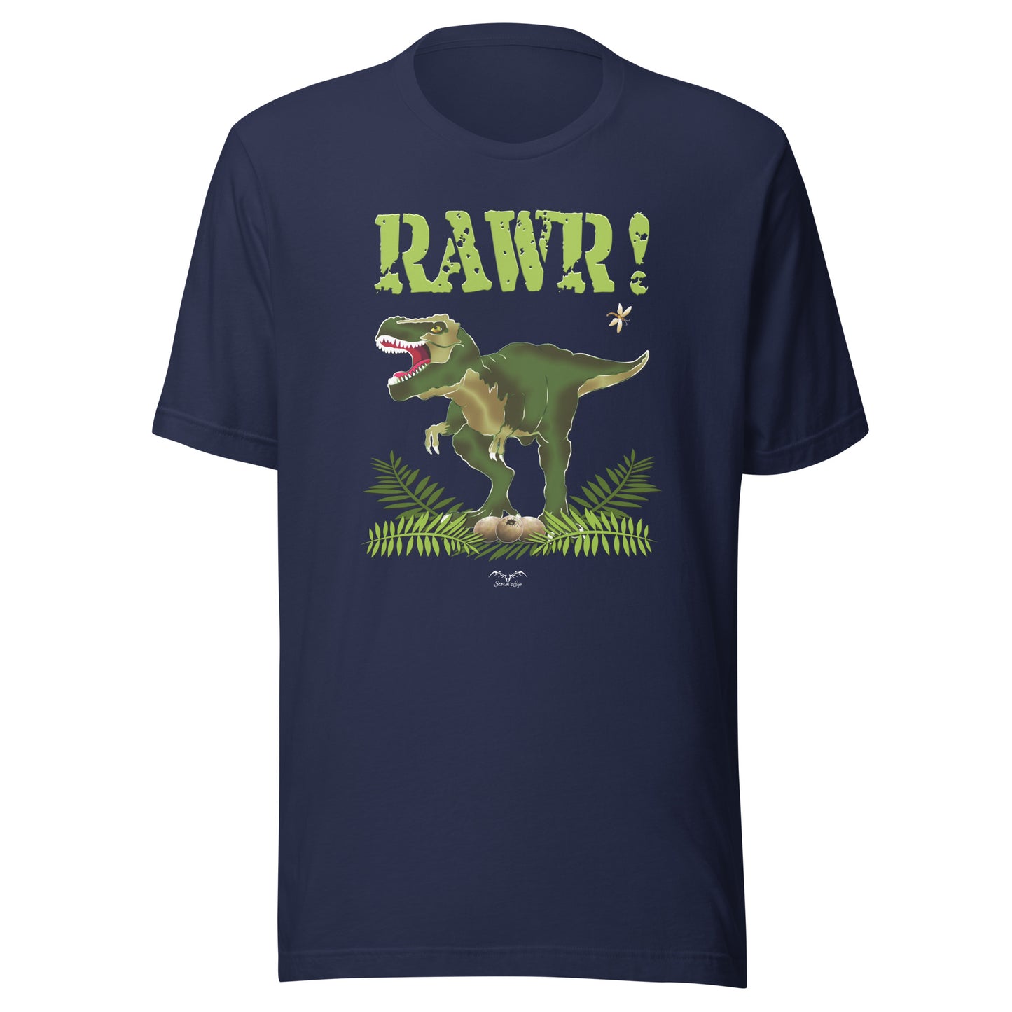 t rex dinosaur t-shirt navy blue by stormseye design