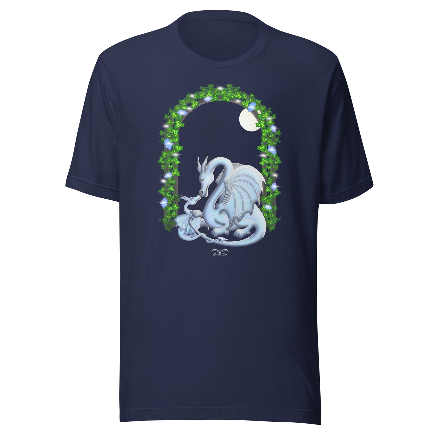 Mum and baby dragon T-shirt, navy blue, by Stormseye Design