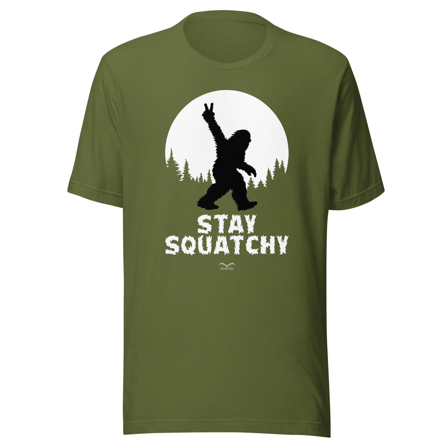 sasquatch bigfoot t-shirt olive green by stormseye design