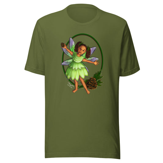 pretty black fairy t-shirt, olive green by stormseye design