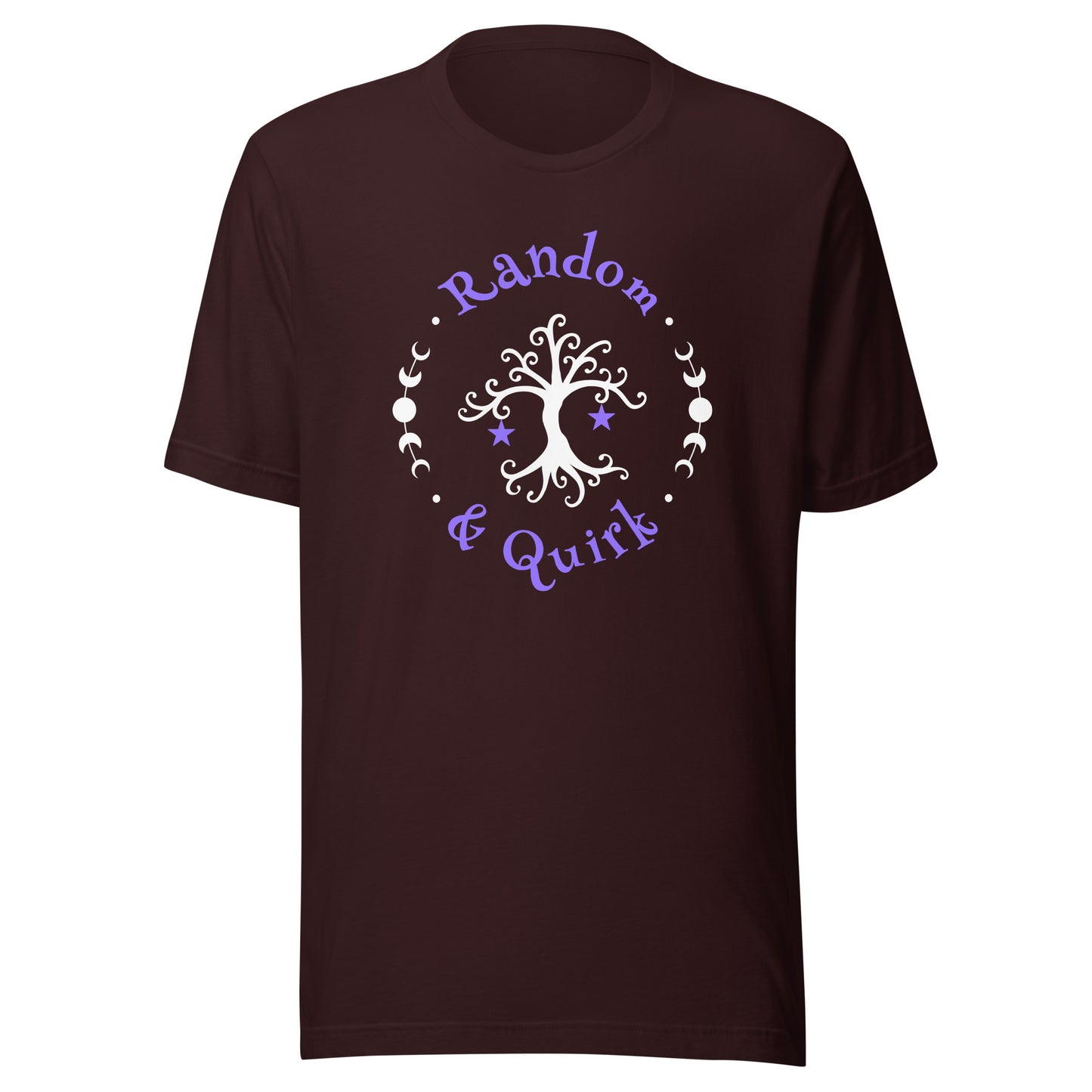 Commissions - random and quirk logo T shirt, purple logo, oxblood black