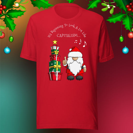 cute santa capitalism t-shirt red by stormseye design