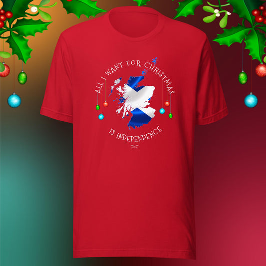 christmas scottish independence t-shirt bright red by stormseye design