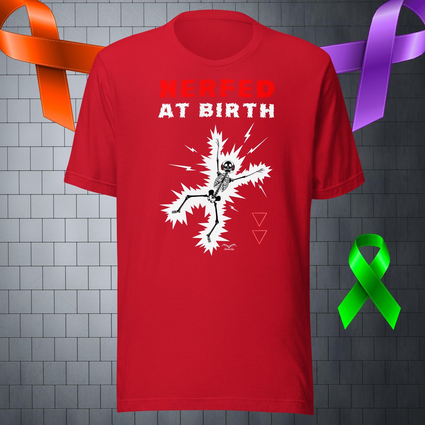 funny nerfed at birth gamer disability t-shirt wine red by stormseye design