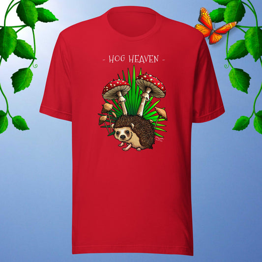 Hog Heaven Hedgehog T-shirt bright red by stormseye design