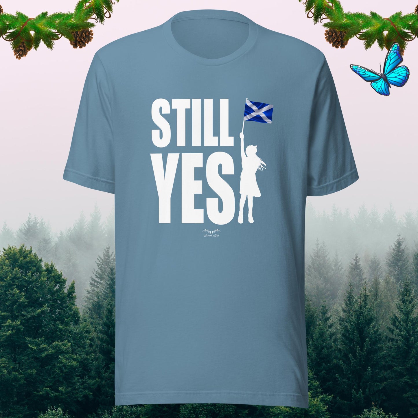 Still Yes Scottish Independence T-shirt light blue by stormseye design