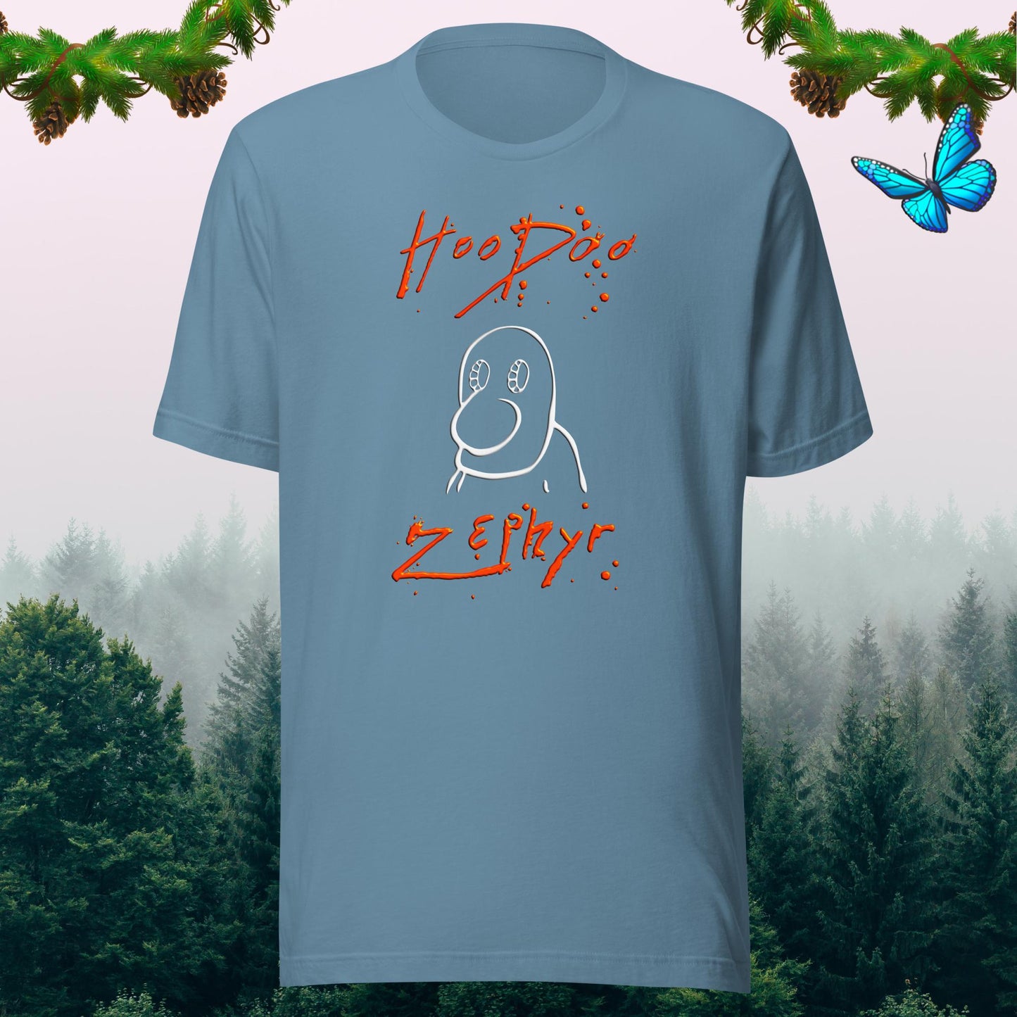 hoodoo zephyr aberdeenshire band t-shirt light blue by stormseye design
